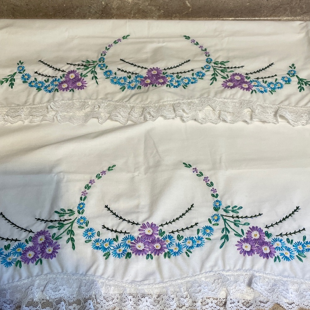 Floral Embroidered Pillowcases